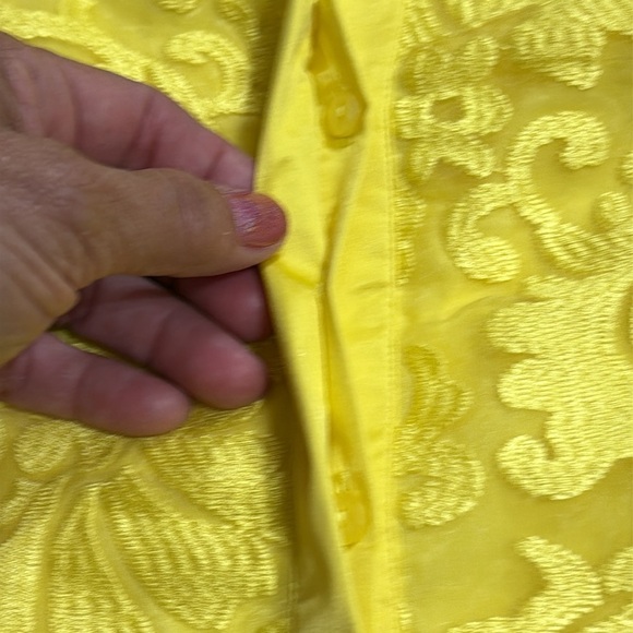 (A5)NWIsaac Mizrahi Live! Floral Embroidered Sheer V-Neck Blouse,Bright Yellow M - Picture 13 of 13